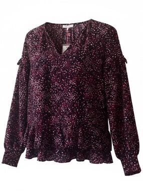 Parker Dot V-Neck Ruffled Blouse